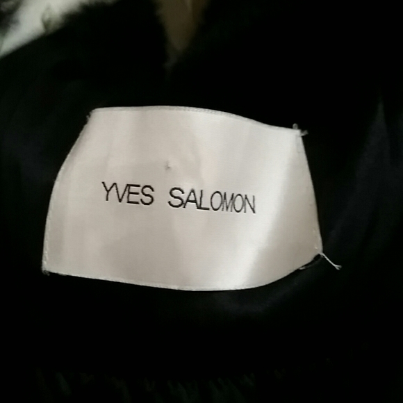 Yves salomon black rabbit fur sleeveless hooded vest /gilet